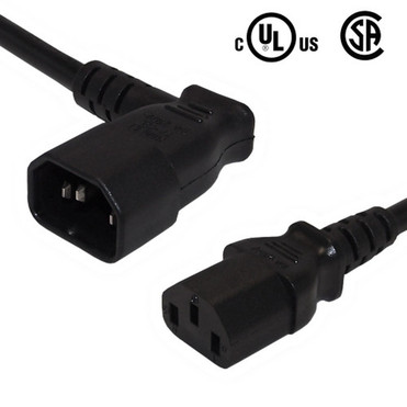 3ft IEC C13 to IEC C14 Right Angle Power Cable - 18AWG SJT FN-PW-100R4-03
