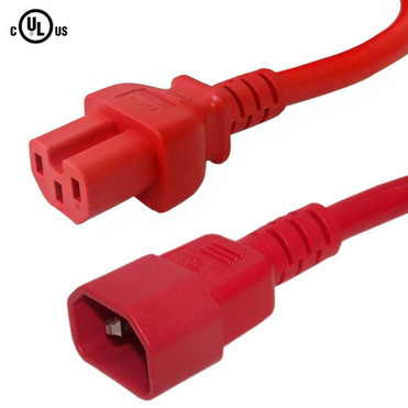 15ft IEC C15 to IEC C14 Power Cable - 14AWG SJT - Red FN-PW-101C-15RD