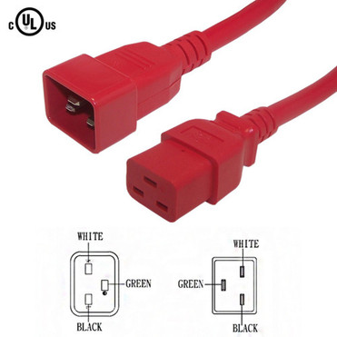 15ft IEC C19 to IEC C20 Power Cable - 12AWG SJT - Red FN-PW-125-15RD