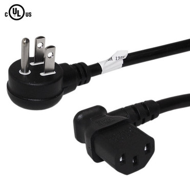 12ft NEMA 5-15P Up Angle to IEC C13 Right Angle Power Cable - 18AWG SJT FN-PW-105UR3-12