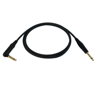 3ft Premium TS Mono Male to TS Mono Right Angle Male InstrumentGuitar Cable FN-TS1R-03
