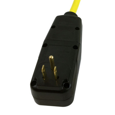 2ft 5-15P GFCI Plug to Triple Tap 5-15R Adapter - 12AWG SJTW -Yellow FN-PG-001-02