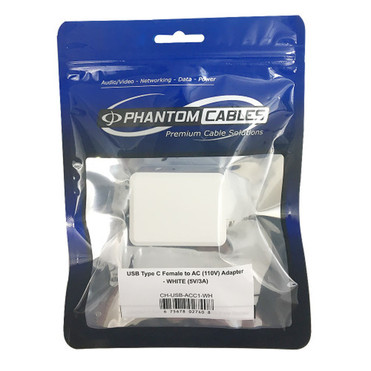 USB Type C Female To AC 110V Adapter 5V3A - White FN-CH-USB-ACC1-WH