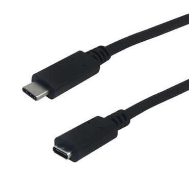 6 inch USB 31 Type-C Male to Type-C Female Cable 10G 3A - Black FN-USB-317-6IN