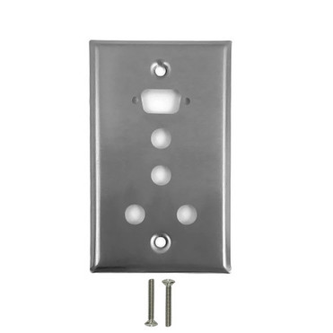 1-Port DB9 size cutout  4 x 38 inch hole Stainless Steel Wall Plate FN-WP-101-SS 1-Port DB9 size cutout  4 x 38 inch hole Stainless Steel Wall Plate FN-WP-101-SS