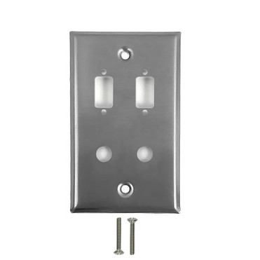 2-Port DB9 size cutout  2 x 38 inch hole Stainless Steel Wall Plate FN-WP-104-SS