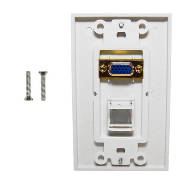 1-Port VGA Wall Plate Kit Decora White with 1x Keystone Hole FN-WPK-VGA1-D