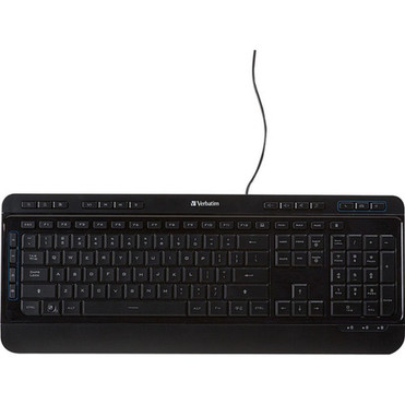 Verbatim Illuminated Wired Keyboard - Cable Connectivity - USB Type A Interface - Windows Mac OS Linux - Black 99789 Verbatim Illuminated Wired Keyboard - Cable Connectivity - USB Type A Interface - Windows Mac OS Linux - Black 99789