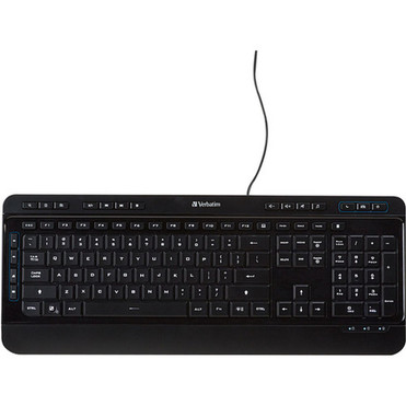 Verbatim Illuminated Wired Keyboard - Cable Connectivity - USB Type A Interface - Windows Mac OS Linux - Black 99789 Verbatim Illuminated Wired Keyboard - Cable Connectivity - USB Type A Interface - Windows Mac OS Linux - Black 99789