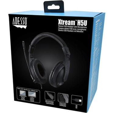 Adesso Xtream H5U Stereo USB Multimedia HeadphoneHeadset with Microphone - Stereo - USB - Wired - 32 Ohm - 20 Hz - 20 kHz - - - - 59 Xtream H5U