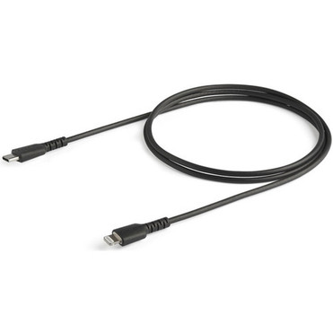 StarTechcom 3 foot1m Durable Black USB-C to Lightning Cable Rugged Heavy Duty ChargingSync Cable for Apple iPhoneiPad MFi - fiber RUSBCLTMM1MB