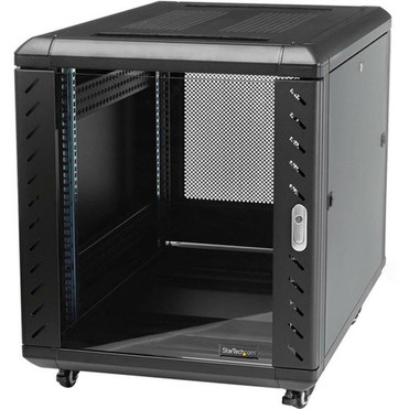 StarTechcom 15U 19 Server Rack Cabinet - 4 Post Adjustable Depth 6-32 Locking Knock Down Enclosure - Mobile wGlass Door  - 15U RK1536BKF