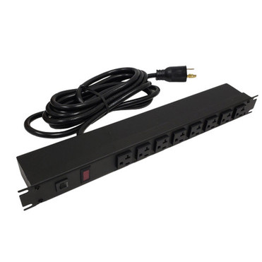 Hammond 19 inch 8 Outlet Horizontal Rack Mount Power Strip - 6ft Cord L5-20P Plug 5-20R Front Receptacles