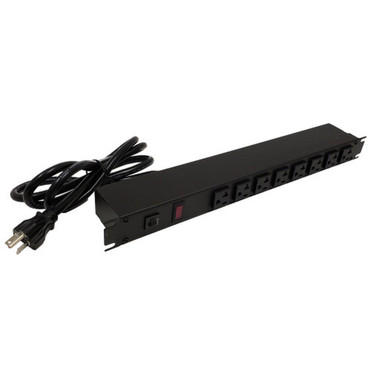 Hammond 19 inch 8 Outlet Horizontal Rack Mount Power Strip - 6ft Cord 5-20P Plug 5-20R Front Receptacles