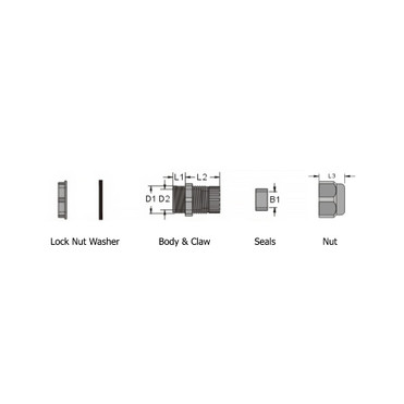 Cable Gland M40x1.5 Thread - Cable OD 20~28mm - IP68 - Black