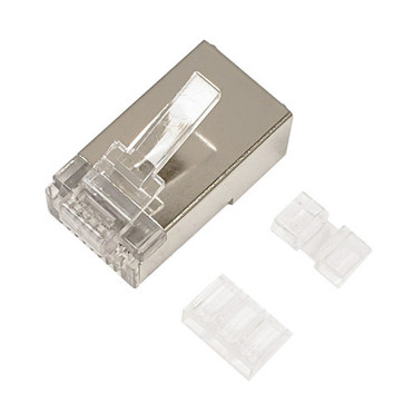 RJ45 Cat6a Shielded 3-pcs Plug Solid or Stranded 8P 8C - 50 pack