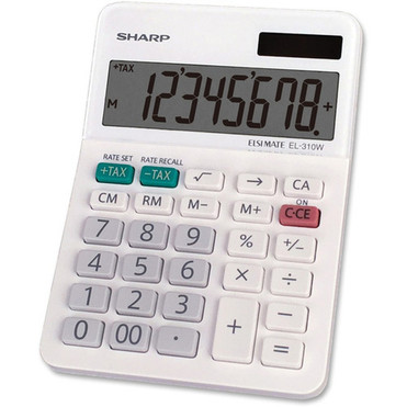 Sharp Calculators EL-310WB 8-Digit Professional Mini-Desktop Calculator - 4-Key Memory Sign Change Backspace Key Auto Power Off - EL310WB