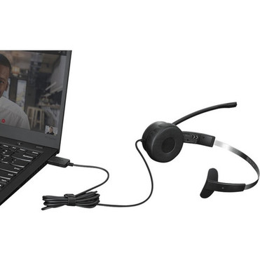 Lenovo 100 Mono USB Headset - Mono - USB Type A - Wired - 32 Ohm - 20 Hz - 20 kHz - Over-the-head - Monaural - Supra-aural - 59 ft - 4XD1B61617