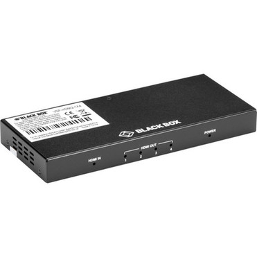 Black Box HDMI 20 4K60 Splitter - 1x4 - 4096 x 2160 - 1 x HDMI In - 4 x HDMI Out - Serial Port - Metal - TAA Compliant VSP-HDMI2-1X4