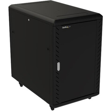 StarTechcom 18U 19 Server Rack Cabinet - 4 Post Adjustable Depth 6-32 Locking Knock Down Enclosure - Mobile wGlass Door  - 18U RK1836BKF