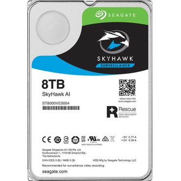 Seagate SkyHawk AI ST8000VE001 8 TB Hard Drive - 35 Internal - SATA SATA600 - Network Video Recorder Device Supported - 3 Year ST8000VE001
