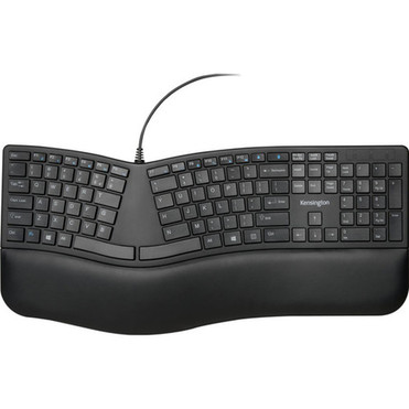 Kensington Pro Fit Ergo Wired Keyboard - Cable Connectivity - USB Type A Interface - Windows Chrome OS Mac OS - Black K75400US