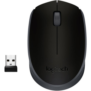 Logitech M170 Mouse - Optical - Wireless - Radio Frequency - Black - USB - Scroll Wheel - 2 Buttons - Symmetrical 910-004940