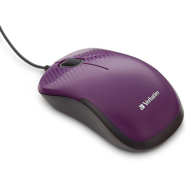 Verbatim Silent Corded Optical Mouse - Purple - Optical - Cable - Purple - USB - Scroll Wheel 70235