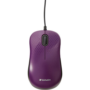 Verbatim Silent Corded Optical Mouse - Purple - Optical - Cable - Purple - USB - Scroll Wheel 70235