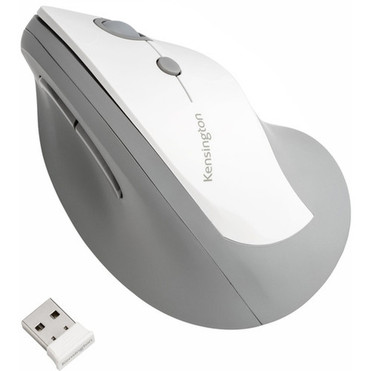 Kensington Pro Fit Ergo Vertical Wireless Mouse - Wireless - Radio Frequency - 240 GHz - Gray - USB - 1600 dpi - Scroll Wheel - 6 K75520WW