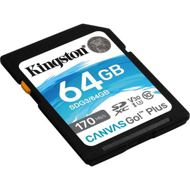 Kingston Canvas Go Plus 64 GB Class 10UHS-I U3 SDXC - 170 MBs Read - 70 MBs Write SDG364GB