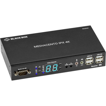 Black Box MediaCento IPX 4K Receiver - HDMI, USB, Serial, IR, Audio - 1 Computer(s) - 1 Remote User(s) - 328.08 ft (100000 mm) Range - (VX-HDMI-4KIP-RX)
