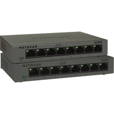 Netgear GS308 Ethernet Switch - 8 Ports - Gigabit Ethernet - 10/100/1000Base-T - 2 Layer Supported - Twisted Pair - Desktop, Wall - 3 (GS308-300PAS)