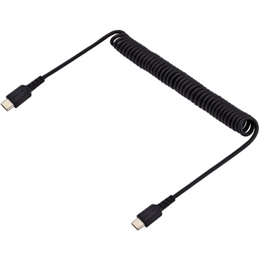 StarTech.com 3ft (1m) USB C Charging Cable, Coiled Heavy Duty Fast Charge & Sync USB-C Cable, High Quality USB 2.0 Type-C Cable, Black (R2CCC-1M-USB-CABLE)