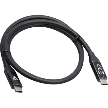 V7 USB-C Male to USB-C Male Cable USB4 40 Gbps 5A 0.8m/2.6ft Black - 2.6 ft USB-C Data Transfer Cable - First End: 1 x USB4 Type C - - (V7USB4-80CM)
