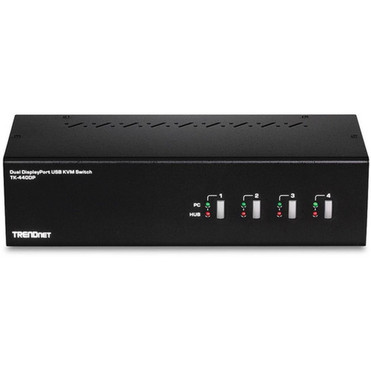TRENDnet 4-Port Dual Monitor DisplayPort KVM Switch With Audio 2-Port USB 20 Hub 4K UHD Resolution Up To 3840 x 2160 Connect 4 4 - TK-440DP