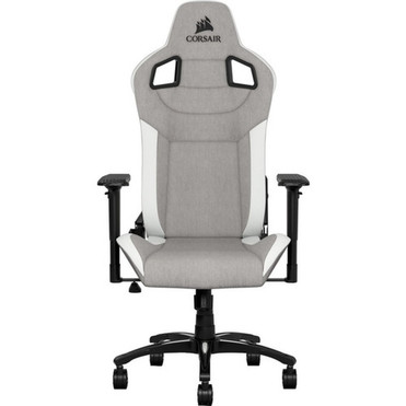 Corsair T3 RUSH Gaming Chair - GrayWhite - For Gaming - Fabric Nylon Metal Polyurethane Foam Memory Foam - Gray White CF-9010030-WW