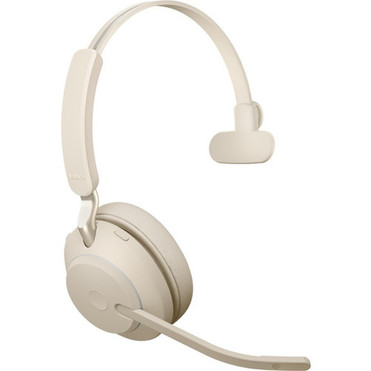 Jabra Evolve2 65 Headset - Mono - USB Type A - Wireless - Bluetooth - Over-the-head - Monaural - Supra-aural - Beige 26599-889-998