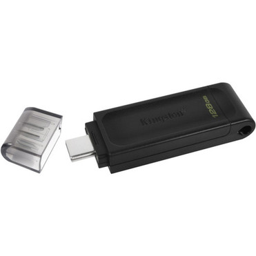 Kingston DataTraveler 70 USB-C Flash Drive - 128 GB - USB 32 Gen 1 Type C - Black - Lifetime Warranty DT70128GB
