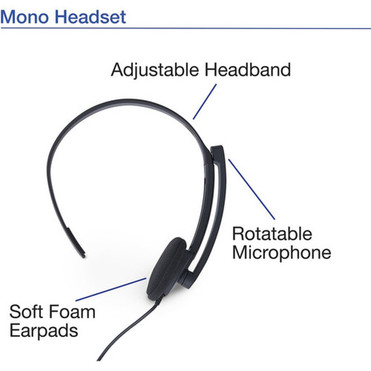 Verbatim Mono Headset with Microphone and In-Line Remote - Mono - Mini-phone 35mm - Wired - 32 Ohm - 20 Hz - 20 kHz - Over-the-head 70722