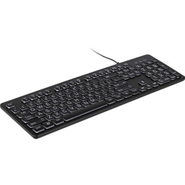 Aluratek Large Print Tri-color LED Backlight Illuminated Keyboard - Cable Connectivity - USB Interface - LED Multimedia Email Home - AKBLED01FS