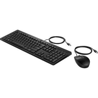 HP 225 Wired Mouse And Keyboard - USB Cable Keyboard - English US - Black - USB Cable Mouse - Scroll Wheel - Black - Compatible with 286J4UTABA