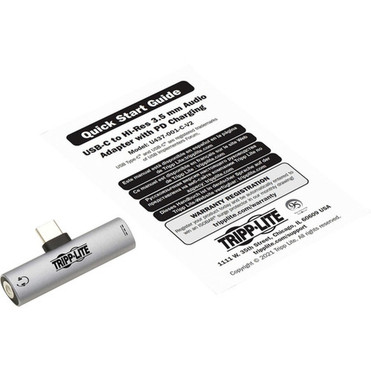 Tripp Lite U437-001-C-V2 USB-C to 35 mm Headphone Jack Adapter - 1 x Mini-phone Stereo Audio - Female 1 x Powered USB Type C - - 1 x U437-001-C-V2