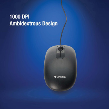Verbatim Wired Keyboard and Mouse - USB Cable Keyboard - USB Mouse - 1000 dpi - Multimedia Hot Keys - Symmetrical - Compatible with 70734