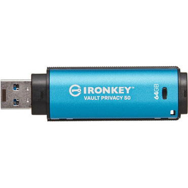 IronKey Vault Privacy 50 Series 64GB USB 32 Gen 1 Type A Flash Drive - 64 GB - USB 32 Gen 1 Type A - 250 MBs Read Speed - 180 - IKVP5064GB