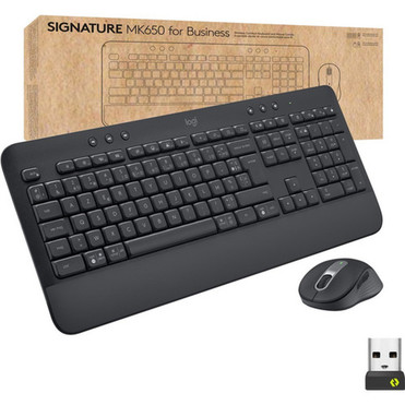 Logitech Signature MK650 Combo for Business Wireless Mouse and Keyboard Combo - USB Plunger Wireless BluetoothRF Keyboard - 118 Key - 920-011403
