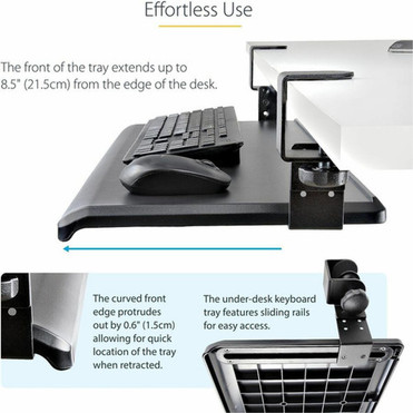 Under Desk Keyboard Tray Clamp on Keyboard Holder Up to 12kg265lb Height Adjustable Ergonomic Sliding Keyboard Drawer - Sliding KEYBOARD-TRAY-CLAMP1