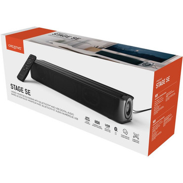 Creative Stage SE 20 Bluetooth Sound Bar Speaker - Black - Under Monitor - USB - 1 Pack 51MF8410AA000