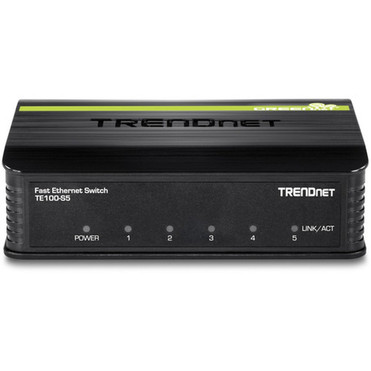 TRENDnet_5-Port_Unmanaged_10100_Mbps_GREENnet_Ethernet_Desktop_Plastic_Housing_Switch_5_x_10100_Mbps_Ports_1Gbps_Switching_-_5_TE100-S5