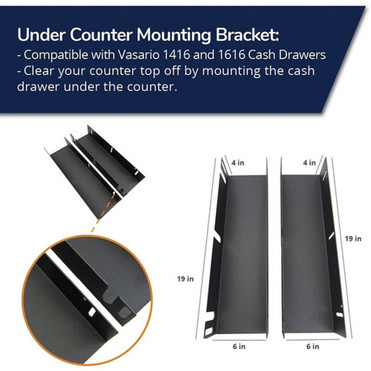 apg VPK-27B-16-BX Under Counter Mounting Bracket - 2 Under Counter Mounting Brackets Fits Vasario 1616 and 1416 size cash drawers VPK-27B-16-BX